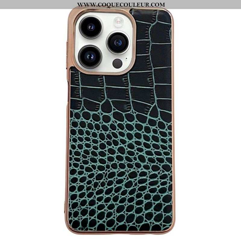 Coque iPhone 14 Pro Max Cuir Texture Crocodile