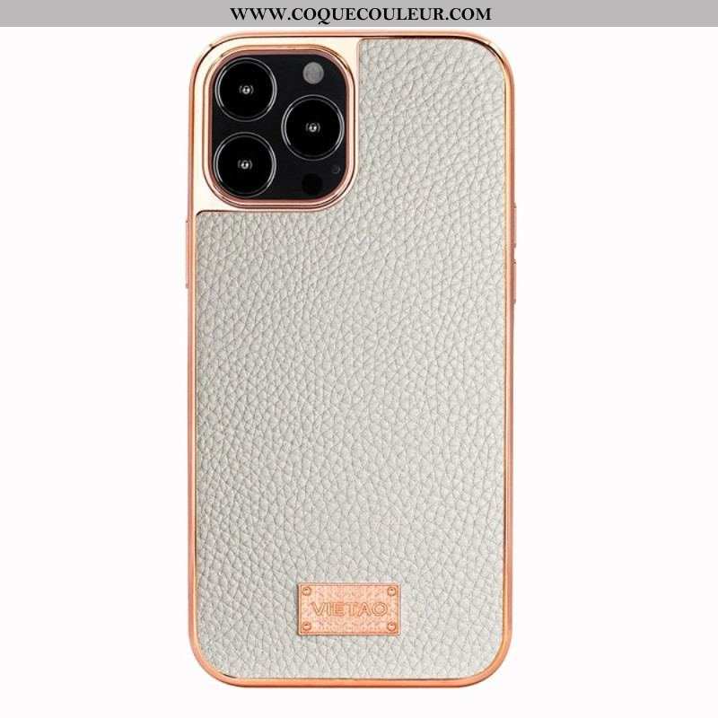 Coque iPhone 14 Pro Max Simili Cuir Litchi VIETAO