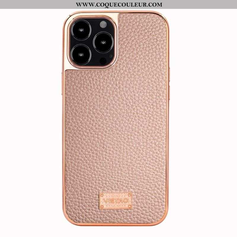 Coque iPhone 14 Pro Max Simili Cuir Litchi VIETAO