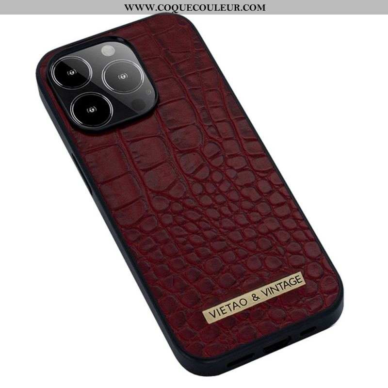 Coque iPhone 14 Pro Simili Cuir Crocodile VIETAO