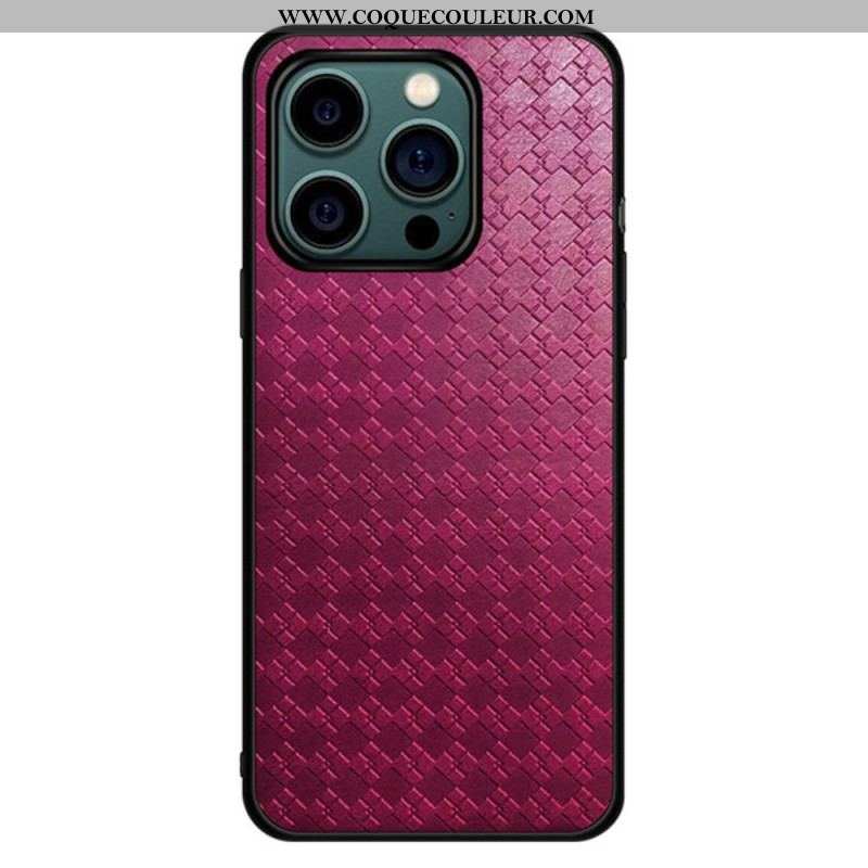 Coque iPhone 14 Pro Simili Cuir Tissé