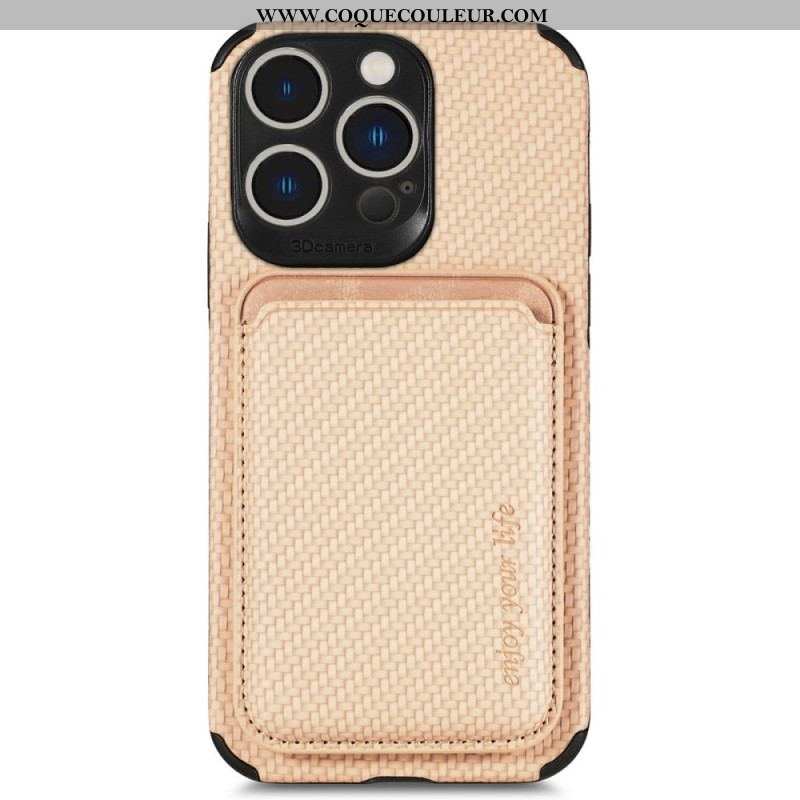 Coque iPhone 14 Pro Fibre de Carbone et Portefeuille Magnétique