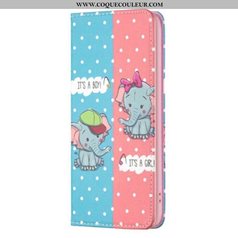 Flip Cover iPhone 14 Pro Bébés Éléphants