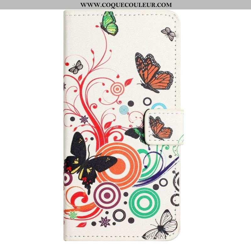 Housse iPhone 14 Pro Papillons Noirs et Blancs