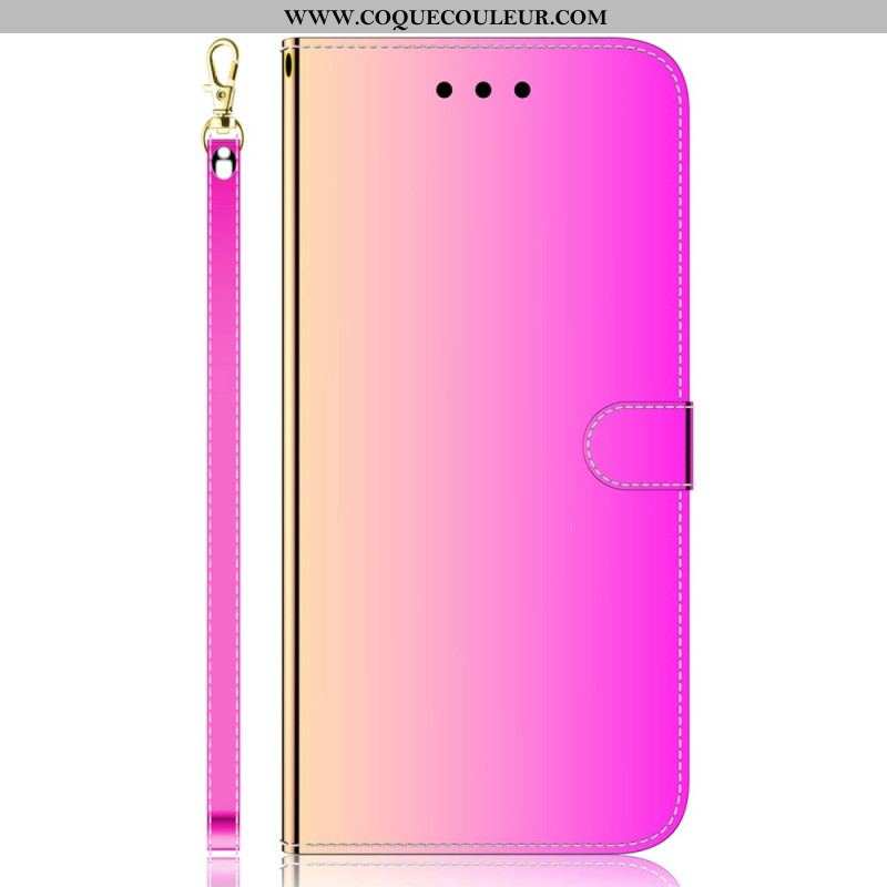 Housse iPhone 14 Pro Simili Cuir Couverture Miroir