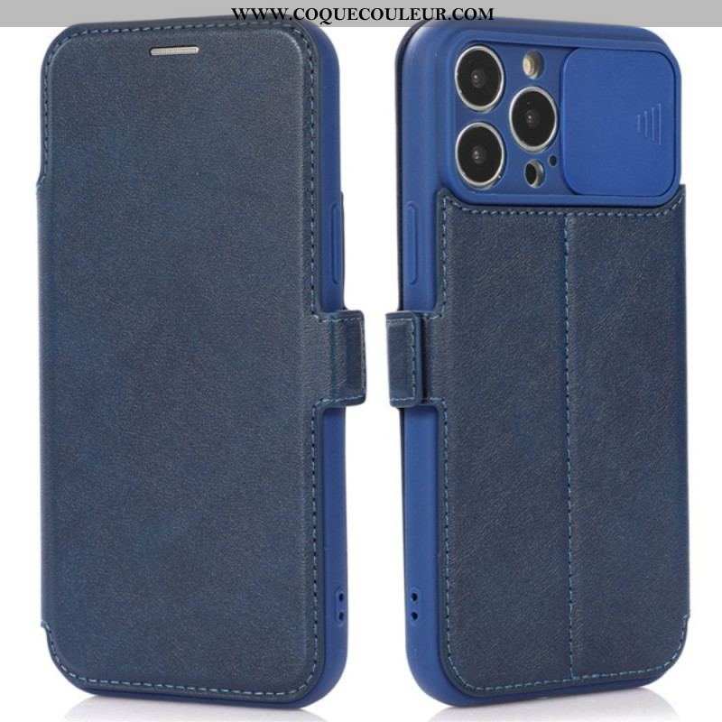 Flip Cover iPhone 14 Pro Protection Appareil Photo à Glissière