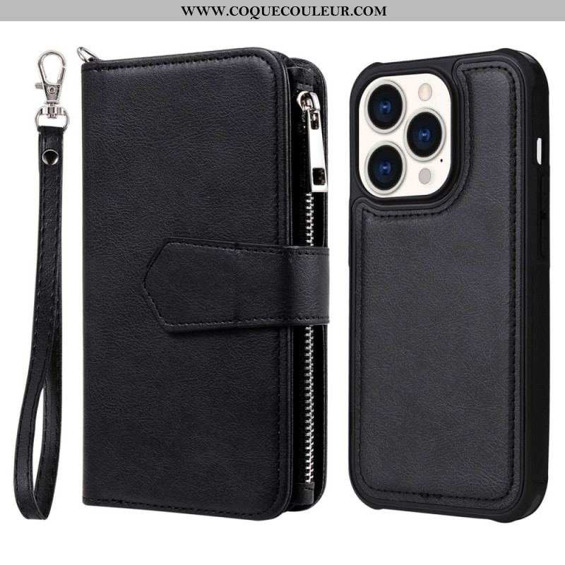 Housse iPhone 14 Pro Portefeuille avec Coque Détachable