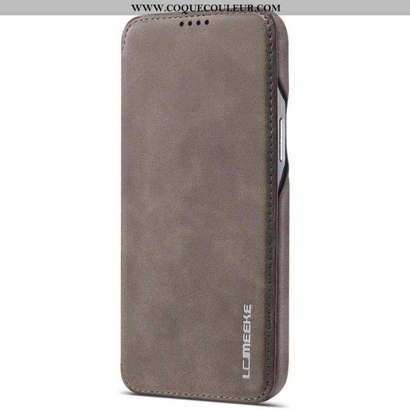 Flip Cover iPhone 14 LC.IMEEKE Effet Cuir