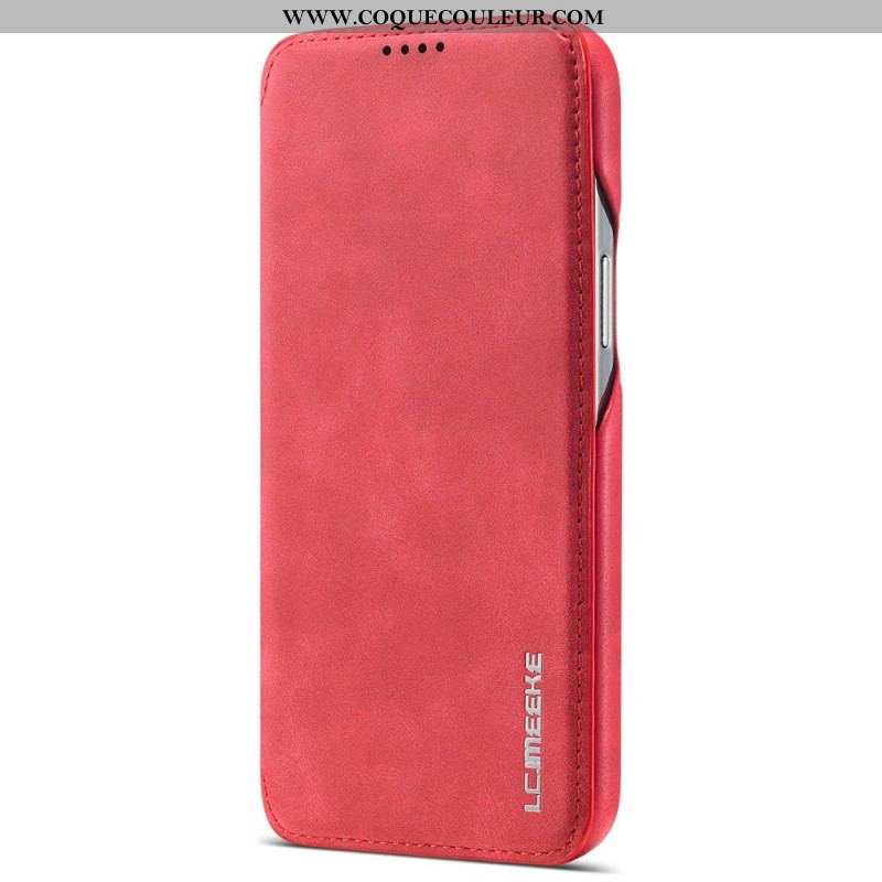 Flip Cover iPhone 14 LC.IMEEKE Effet Cuir