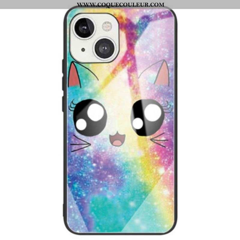 Coque iPhone 14 Verre Trempé Chat Déco