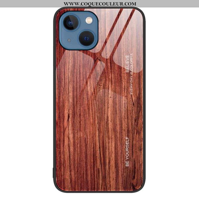 Coque iPhone 14 Verre Trempé Design Bois