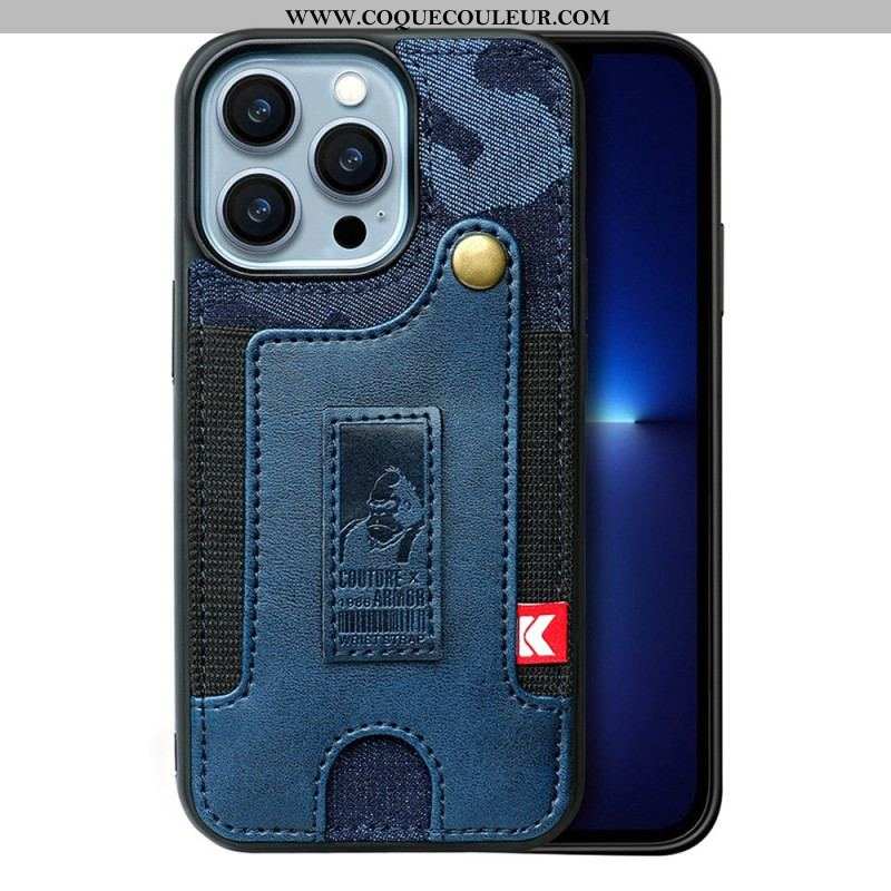 Coque iPhone 14 Porte-Cartes et Sangle Jeans