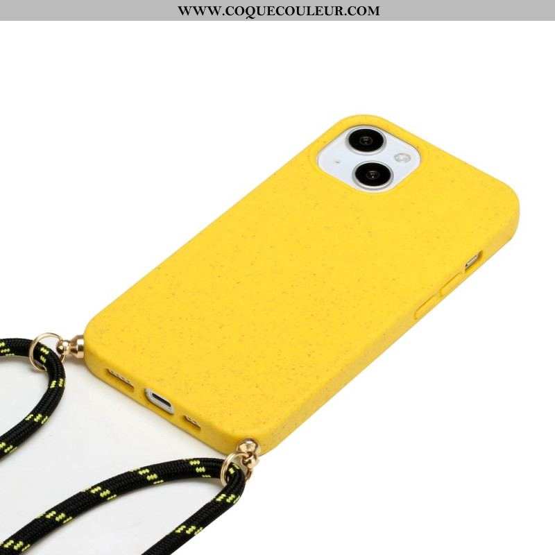 Coque iPhone 14 à Cordon Paille de Blé