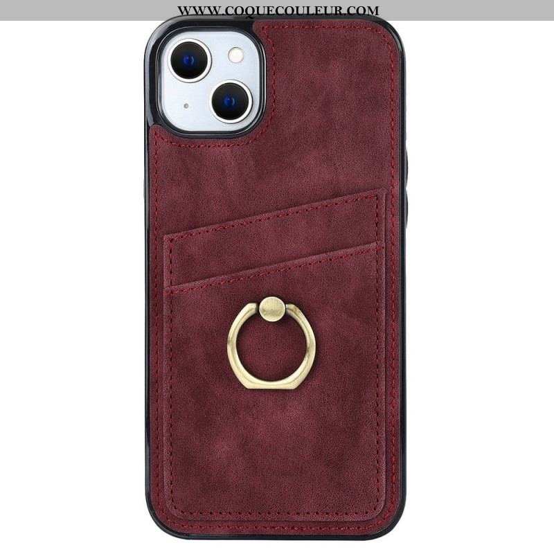 Coque iPhone 14 Vintage Anneau-Support et Porte-Cartes