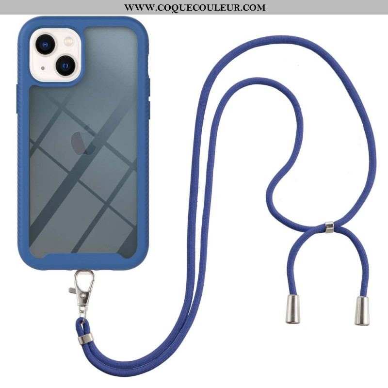 Coque iPhone 14 Hybride avec Cordon et Contour coloré