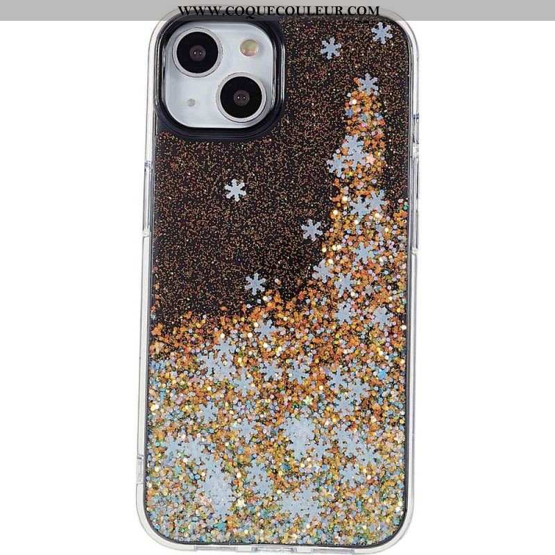 Coque iPhone 14 Paillettes Flocons