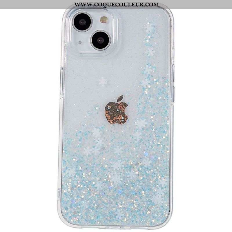 Coque iPhone 14 Paillettes Flocons