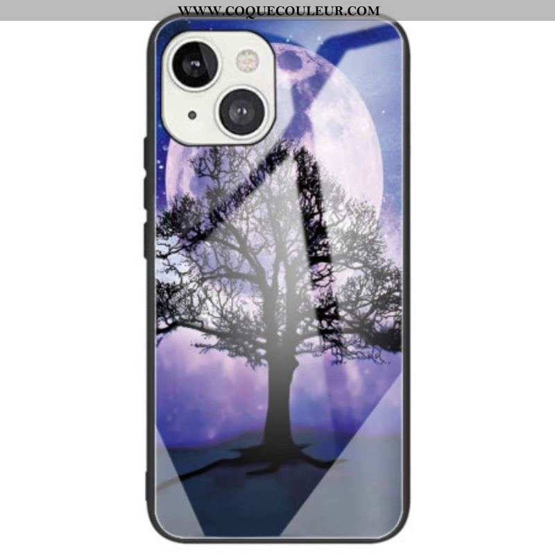 Coque iPhone 14 Verre Trempé Arbre et Lune