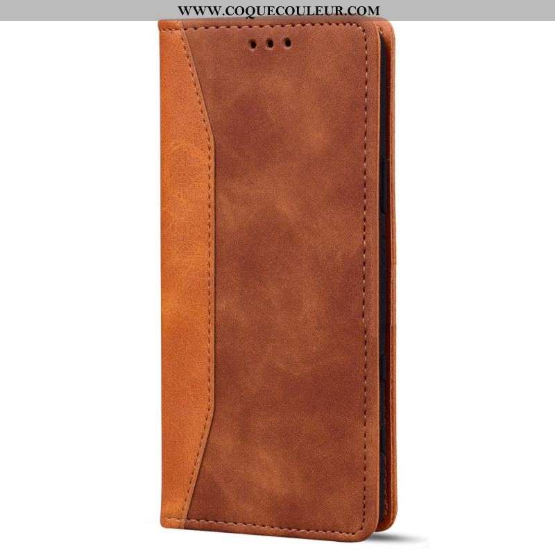 Flip Cover iPhone 14 Effet Cuir Business Bicolore