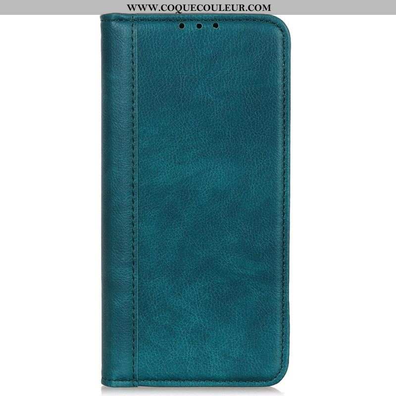 Flip Cover iPhone 14 Cuir Fendu Stylé