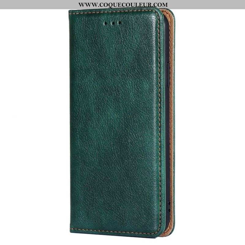 Flip Cover iPhone 14 Simili Cuir Coutures