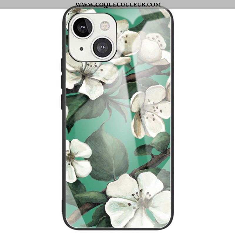 Coque iPhone 14 Verre Trempé Fleurs