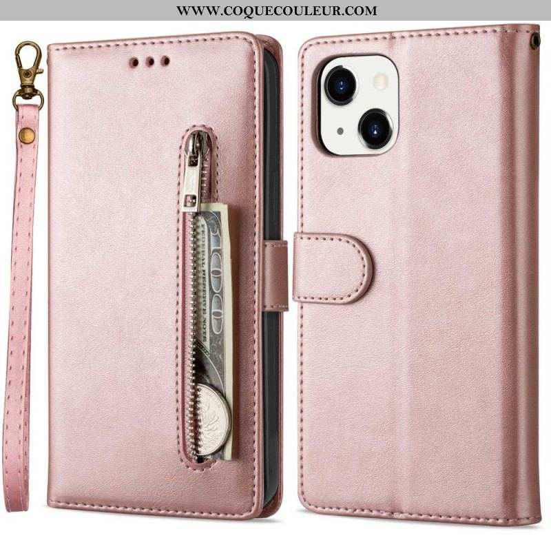 Housse iPhone 14 Porte-Monnaie à Lanière