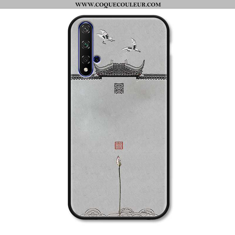 Housse Honor 20 Personnalité Silicone Étui, Étui Honor 20 Créatif Style Chinois Gris