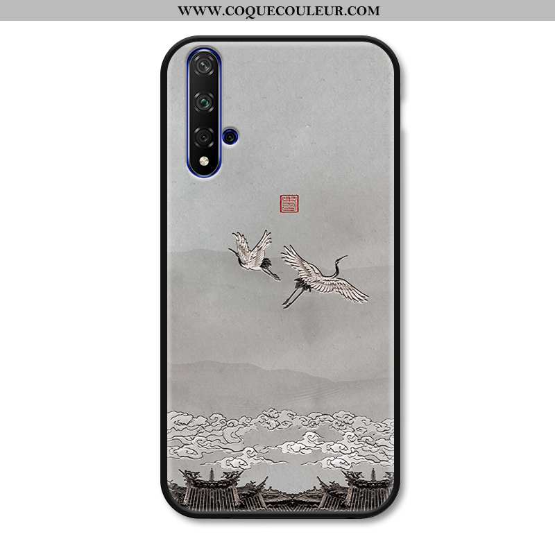 Housse Honor 20 Personnalité Silicone Étui, Étui Honor 20 Créatif Style Chinois Gris