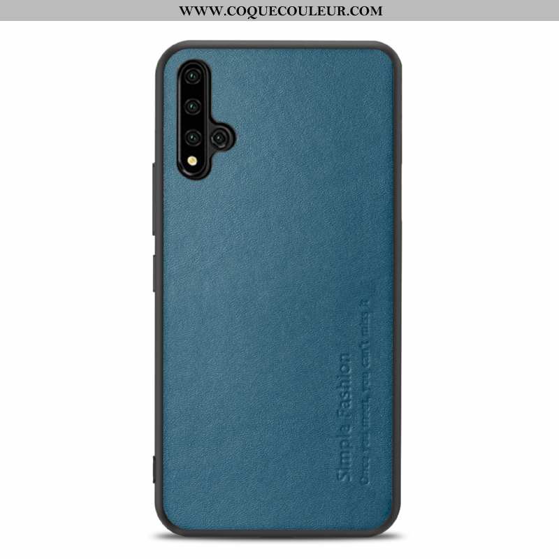 Coque Honor 20 Cuir Bovins Qualité, Housse Honor 20 Fluide Doux Business Bleu Foncé