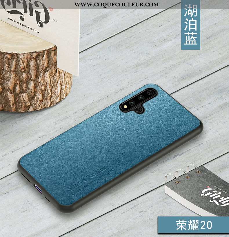 Coque Honor 20 Cuir Bovins Qualité, Housse Honor 20 Fluide Doux Business Bleu Foncé