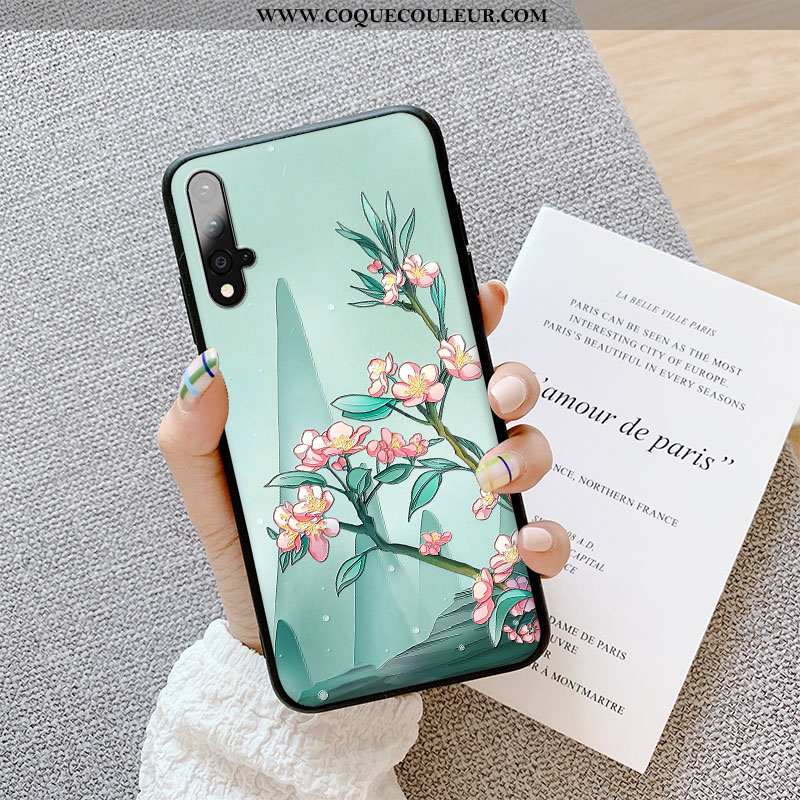 Housse Honor 20 Gaufrage Vert Tout Compris, Étui Honor 20 Tendance Protection Verte