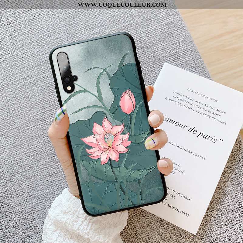 Housse Honor 20 Gaufrage Vert Tout Compris, Étui Honor 20 Tendance Protection Verte