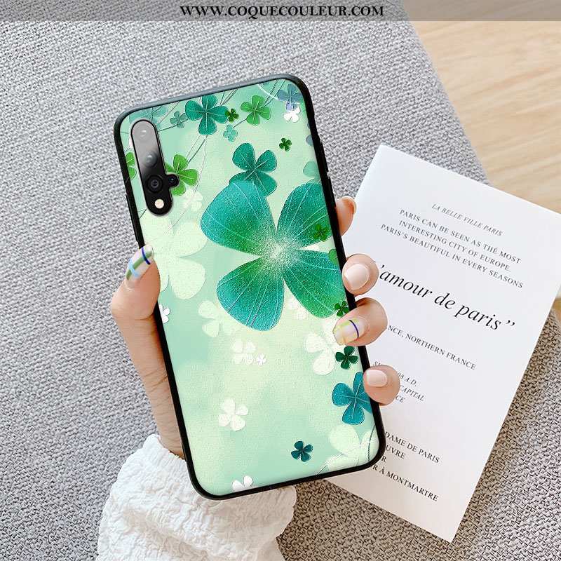 Housse Honor 20 Gaufrage Vert Tout Compris, Étui Honor 20 Tendance Protection Verte