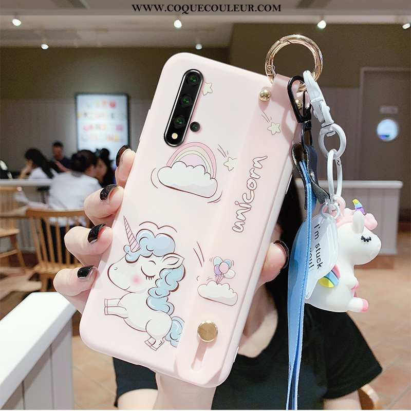 Coque Honor 20 Dessin Animé Incassable Cœur, Housse Honor 20 Fluide Doux Rose