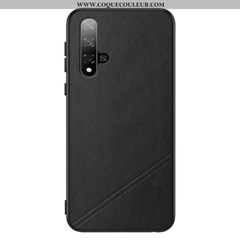 Coque Honor 20 Protection Tendance Mode, Housse Honor 20 Cuir Véritable Tout Compris Noir