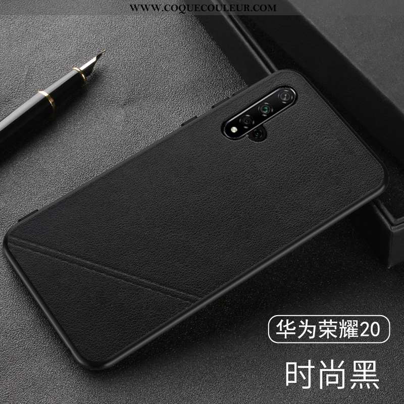 Coque Honor 20 Protection Tendance Mode, Housse Honor 20 Cuir Véritable Tout Compris Noir