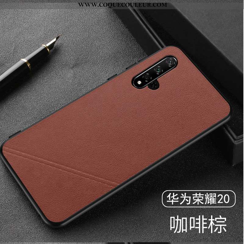 Coque Honor 20 Protection Tendance Mode, Housse Honor 20 Cuir Véritable Tout Compris Noir