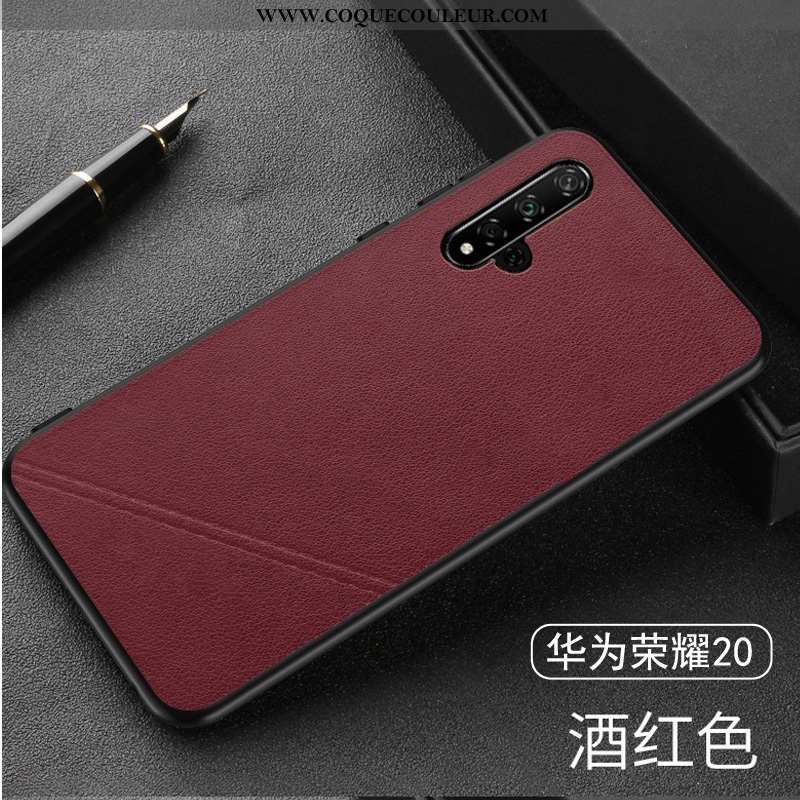 Coque Honor 20 Protection Tendance Mode, Housse Honor 20 Cuir Véritable Tout Compris Noir