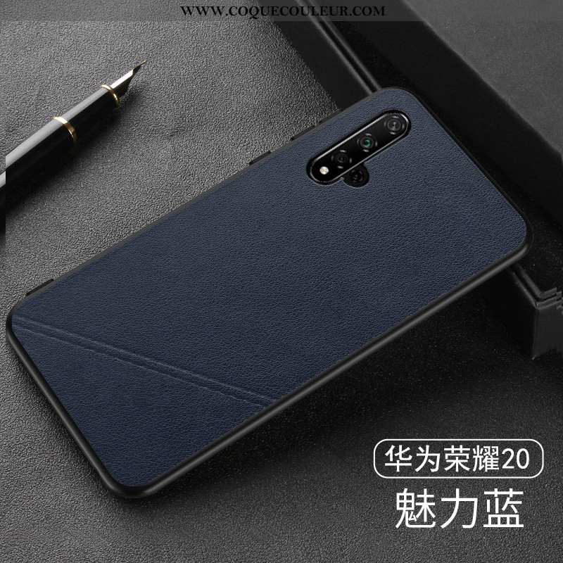 Coque Honor 20 Protection Tendance Mode, Housse Honor 20 Cuir Véritable Tout Compris Noir