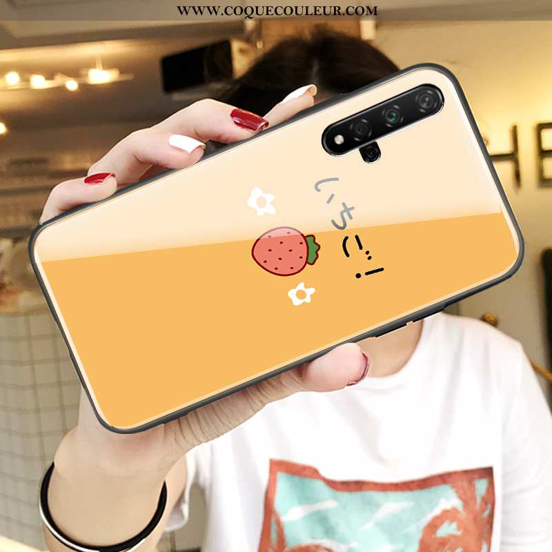 Coque Honor 20 Verre Incassable, Housse Honor 20 Personnalité Silicone Jaune