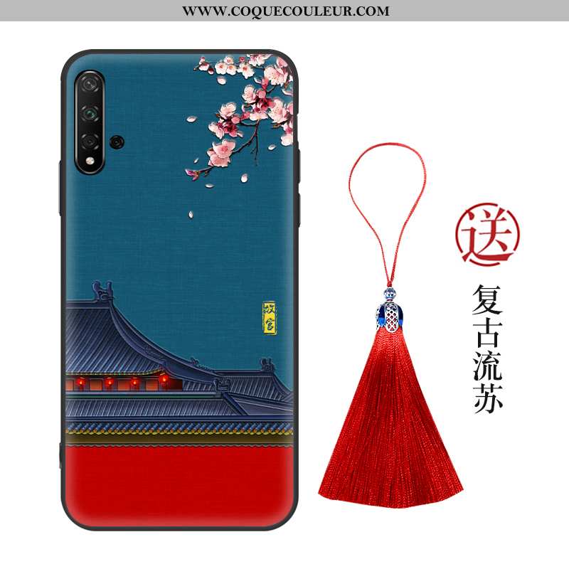 Housse Honor 20 Vintage Personnalité Style Chinois, Étui Honor 20 Silicone Créatif Rouge