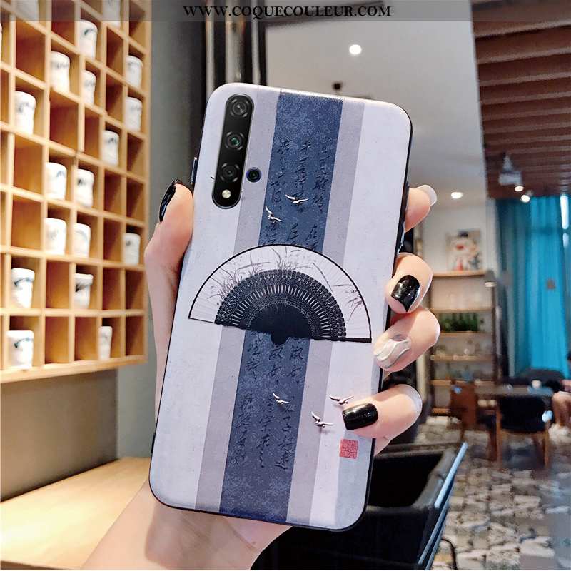 Étui Honor 20 Vintage Gaufrage Personnalité, Coque Honor 20 Silicone Protection Blanche