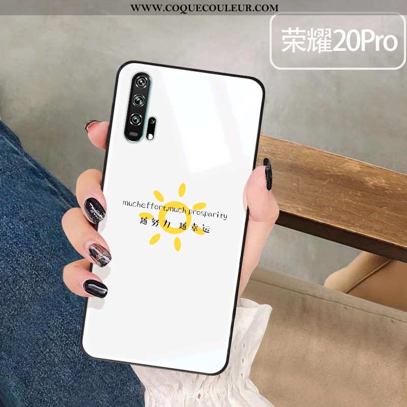 Coque Honor 20 Pro Verre Amoureux Blanc, Housse Honor 20 Pro Simple Téléphone Portable Blanche