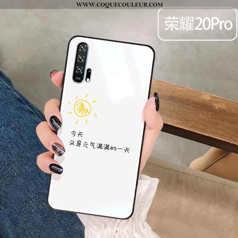 Coque Honor 20 Pro Verre Amoureux Blanc, Housse Honor 20 Pro Simple Téléphone Portable Blanche