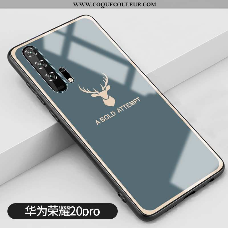 Housse Honor 20 Pro Protection Frais Cerf, Étui Honor 20 Pro Verre Miroir Verte