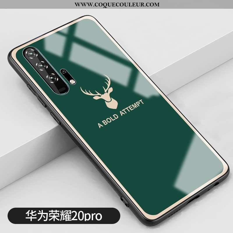 Housse Honor 20 Pro Protection Frais Cerf, Étui Honor 20 Pro Verre Miroir Verte