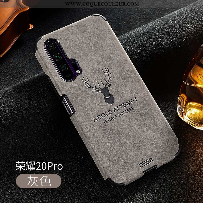 Housse Honor 20 Pro Cuir Qualité Tendance, Étui Honor 20 Pro Fluide Doux Silicone Gris