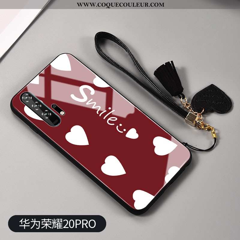 Étui Honor 20 Pro Créatif Jeunesse Verre, Coque Honor 20 Pro Mode Ornements Suspendus Rouge