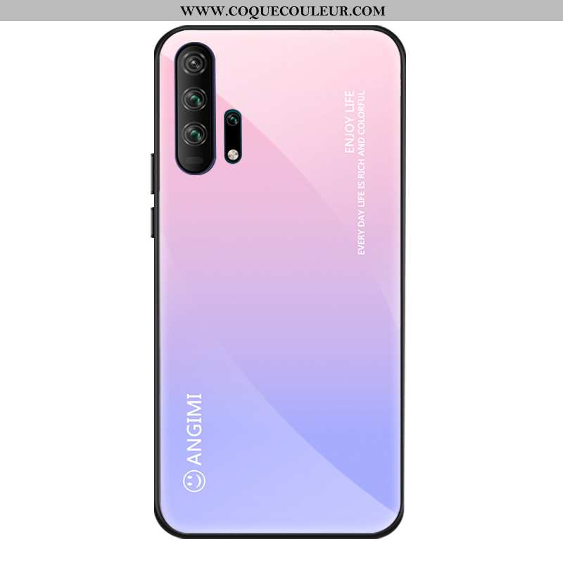 Étui Honor 20 Pro Verre Silicone Étui, Coque Honor 20 Pro Personnalité Couleur Unie Rose